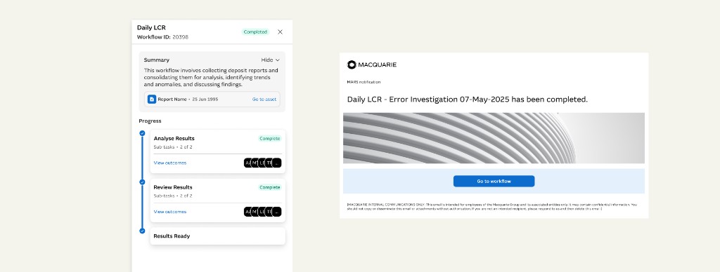 Completed Daily LCR workflow and MARS notification to reuse the summary